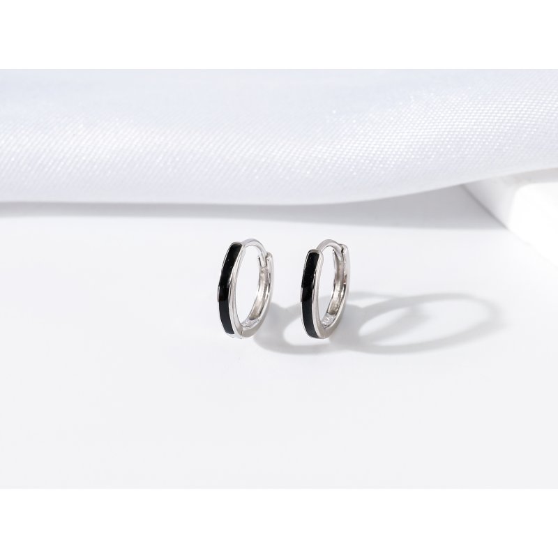 Srebrne kolczyki kółka koła czarne srebro próba 925