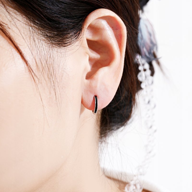 Srebrne kolczyki kółka koła czarne srebro próba 925