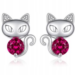 Srebrne kolczyki 925 dla dziewczynki kotki