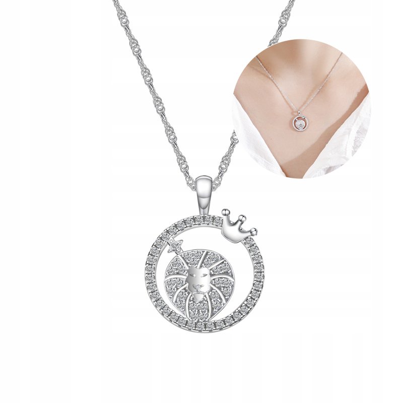 Srebrny naszyjnik damski srebro znak zodiaku lew srebro próba 925