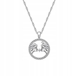 Srebrny naszyjnik damski srebro znak zodiaku bliźnięta srebro próba 925