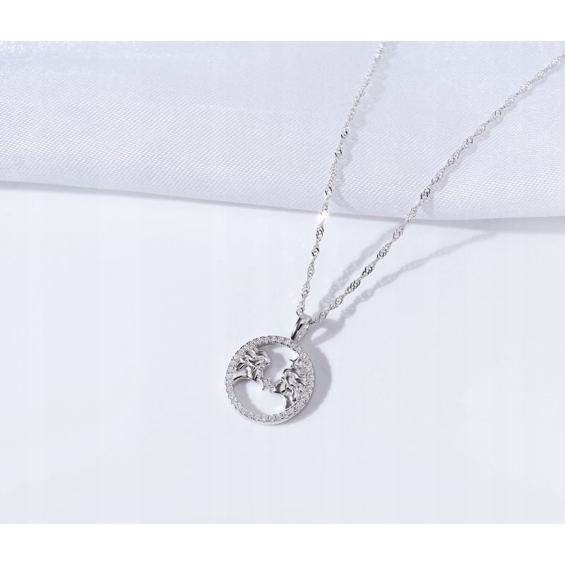 Srebrny naszyjnik damski srebro znak zodiaku bliźnięta srebro próba 925