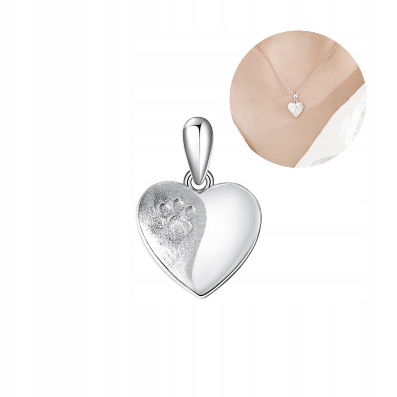 Zawieszka serce zwierzak wisiorek srebro próba 925