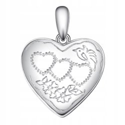 Zawieszka serce ptak kwiaty wisiorek srebro próba 925