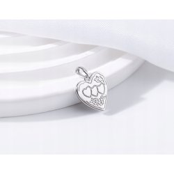 Zawieszka serce ptak kwiaty wisiorek srebro próba 925