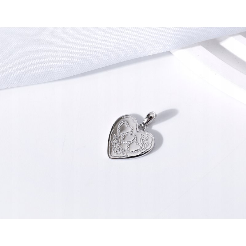 Zawieszka serce ptak kwiaty wisiorek srebro próba 925