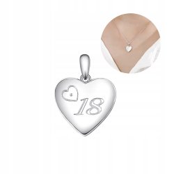 Zawieszka serce 18 lat wisiorek srebro próba 925