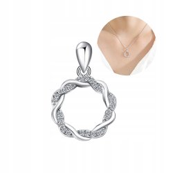 Zawieszka warkocz spleciony okrąg splot cyrkonia srebro próba 925