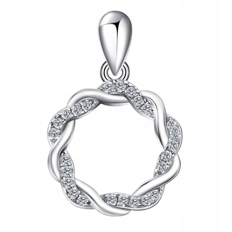 Zawieszka warkocz spleciony okrąg splot cyrkonia srebro próba 925