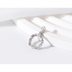 Zawieszka warkocz spleciony okrąg splot cyrkonia srebro próba 925