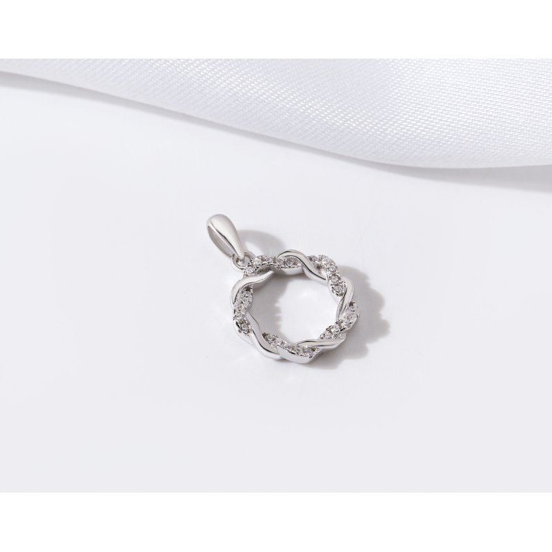 Zawieszka warkocz spleciony okrąg splot cyrkonia srebro próba 925