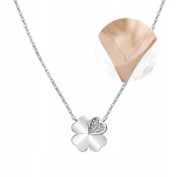 Naszyjnik srebrny łańcuszek celebrytka koniczynka cyrkonia srebro próba 925