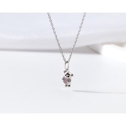 Naszyjnik srebrny łańcuszek miś serce cyrkonia srebro próba 925