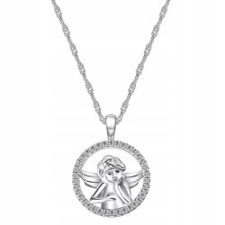 Naszyjnik srebrny łańcuszek z zawieszką anioł srebro próba 925