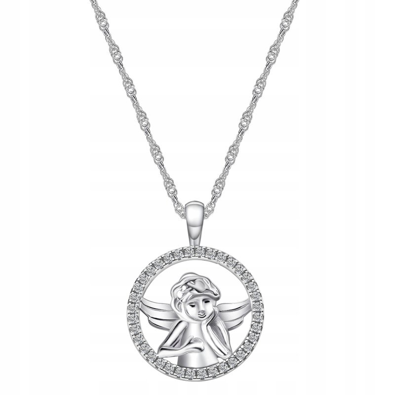 Naszyjnik srebrny łańcuszek z zawieszką anioł srebro próba 925