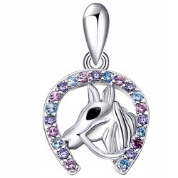 Zawieszka srebrna koń konik cyrkonie srebro próba 925