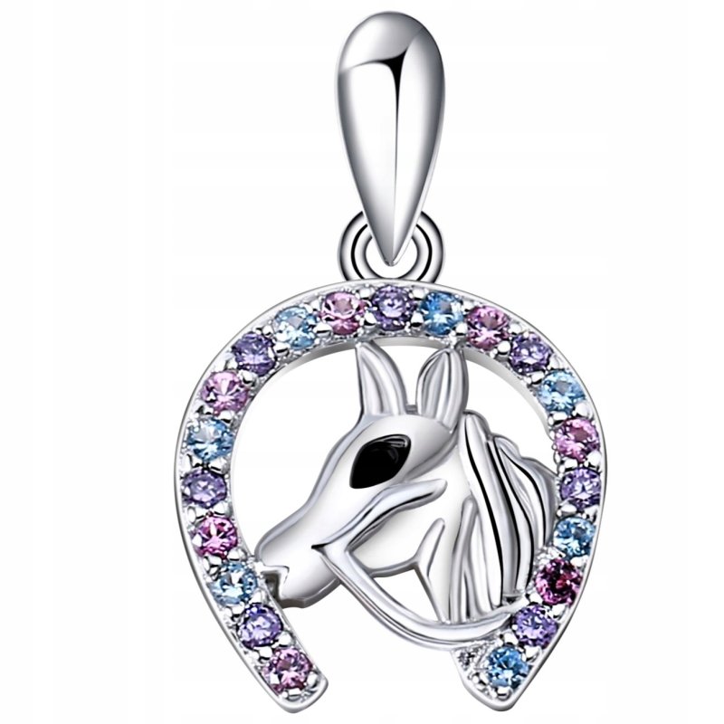 Zawieszka srebrna koń konik cyrkonie srebro próba 925