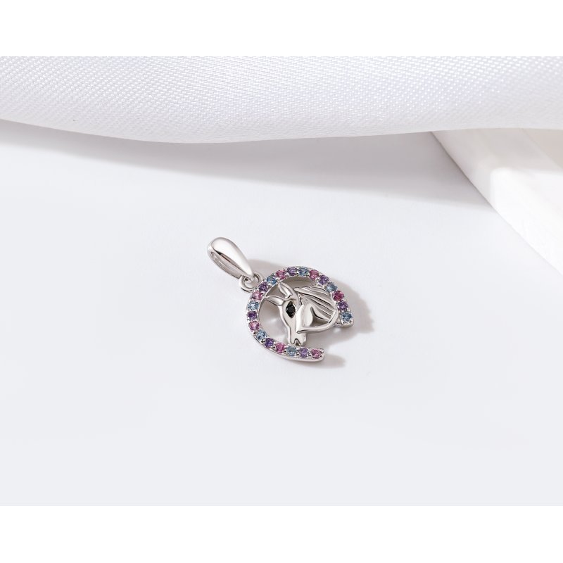 Zawieszka srebrna koń konik cyrkonie srebro próba 925