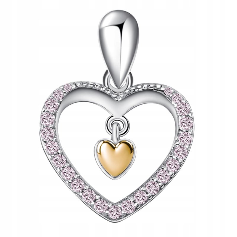Zawieszka serce cyrkonia złocone serduszko srebro próba 925