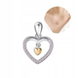 Zawieszka serce cyrkonia złocone serduszko srebro próba 925