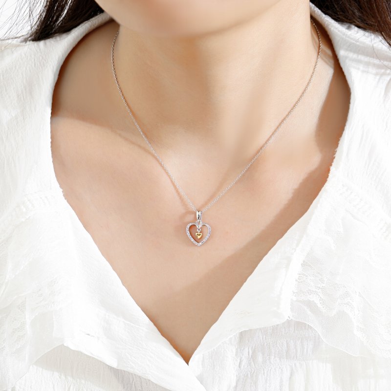 Zawieszka serce cyrkonia złocone serduszko srebro próba 925