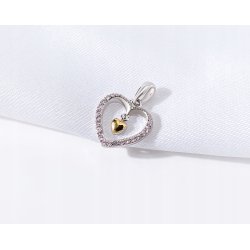 Zawieszka serce cyrkonia złocone serduszko srebro próba 925