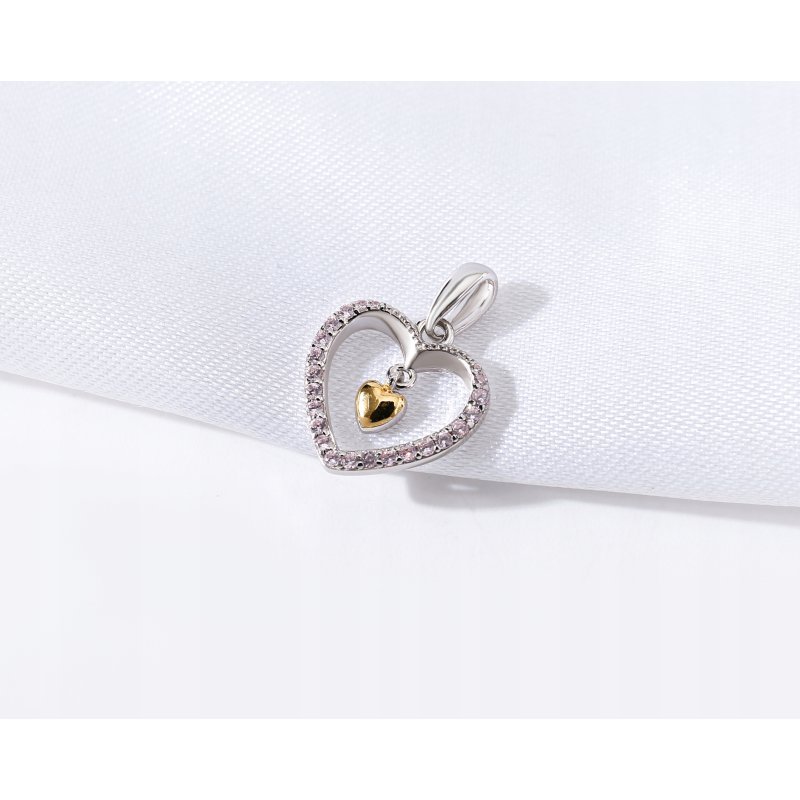 Zawieszka serce cyrkonia złocone serduszko srebro próba 925