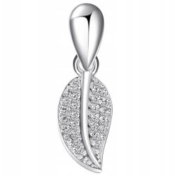 Zawieszka srebrna liść listek cyrkonie srebro próba 925