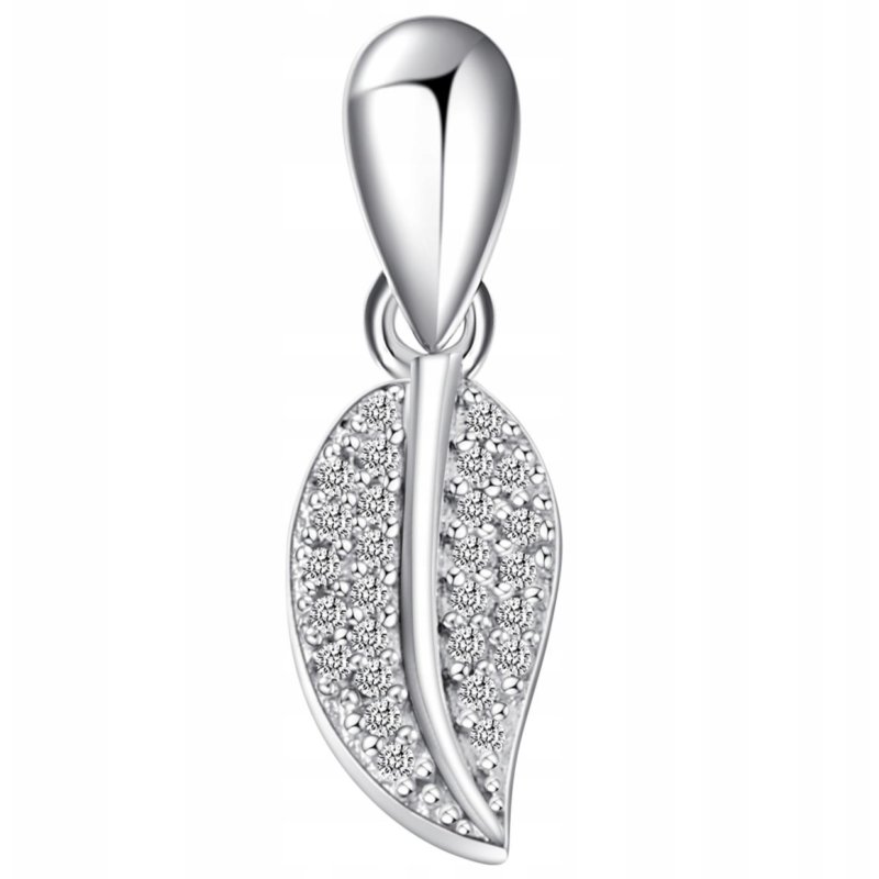 Zawieszka srebrna liść listek cyrkonie srebro próba 925