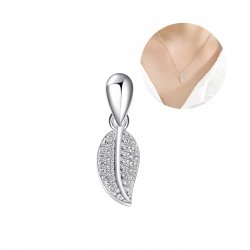 Zawieszka srebrna liść listek cyrkonie srebro próba 925