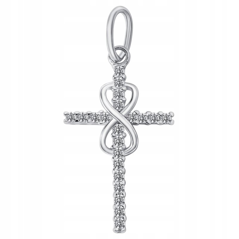 Zawieszka krzyż nieskończoność cyrkonia srebro próba 925