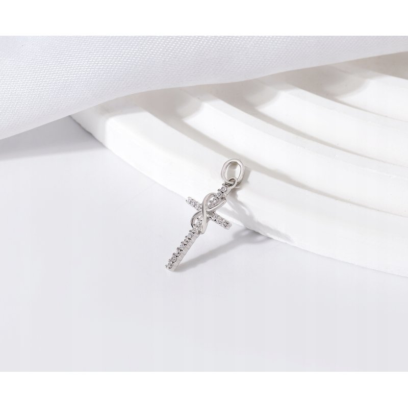 Zawieszka krzyż nieskończoność cyrkonia srebro próba 925