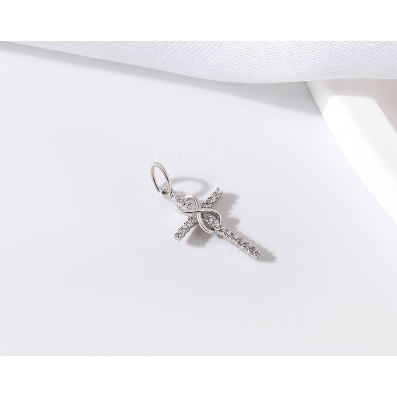 Zawieszka krzyż nieskończoność cyrkonia srebro próba 925