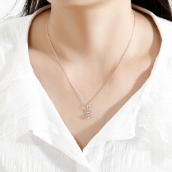 Naszyjnik srebrny łańcuszek królik serce cyrkonia srebro próba 925