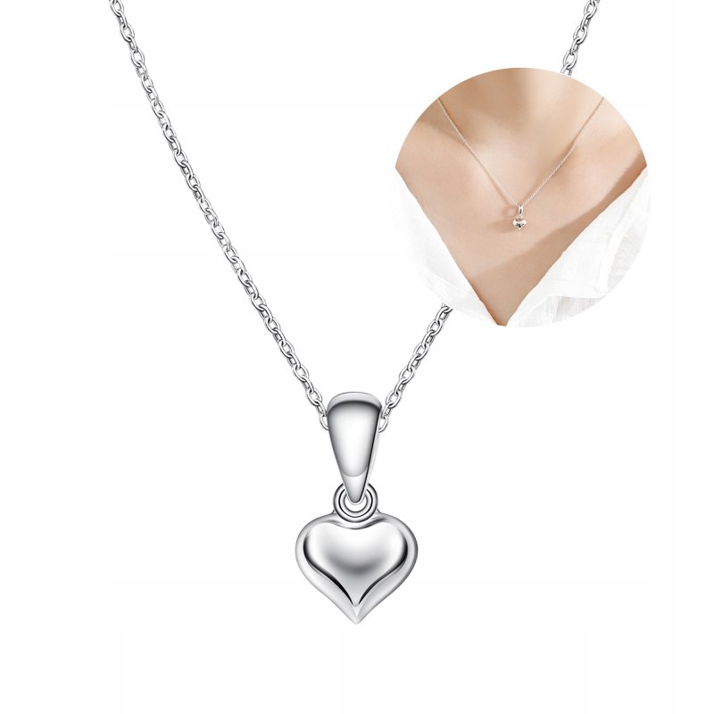 Naszyjnik srebrny serce łańcuszek zawieszka srebro próba 925