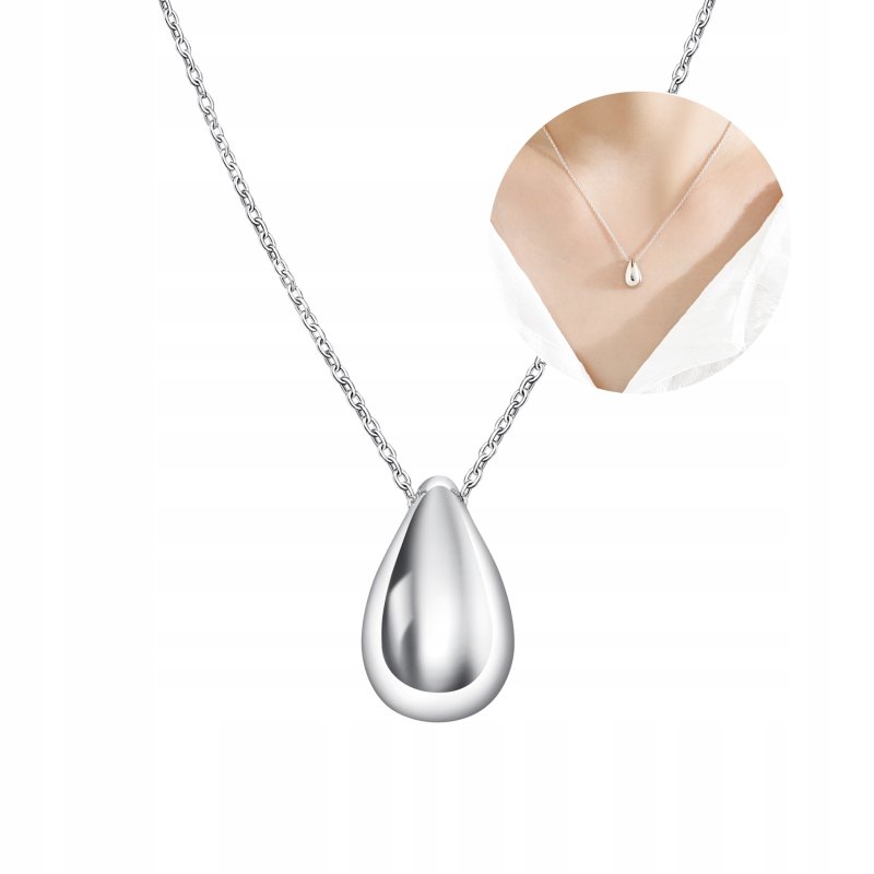 Naszyjnik srebrny łezka kropla łańcuszek zawieszka srebro próba 925