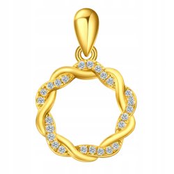 Zawieszka koło splot cyrkonia srebro złocone próba 925