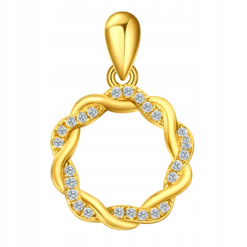 Zawieszka koło splot cyrkonia srebro złocone próba 925