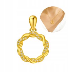 Zawieszka koło splot cyrkonia srebro złocone próba 925