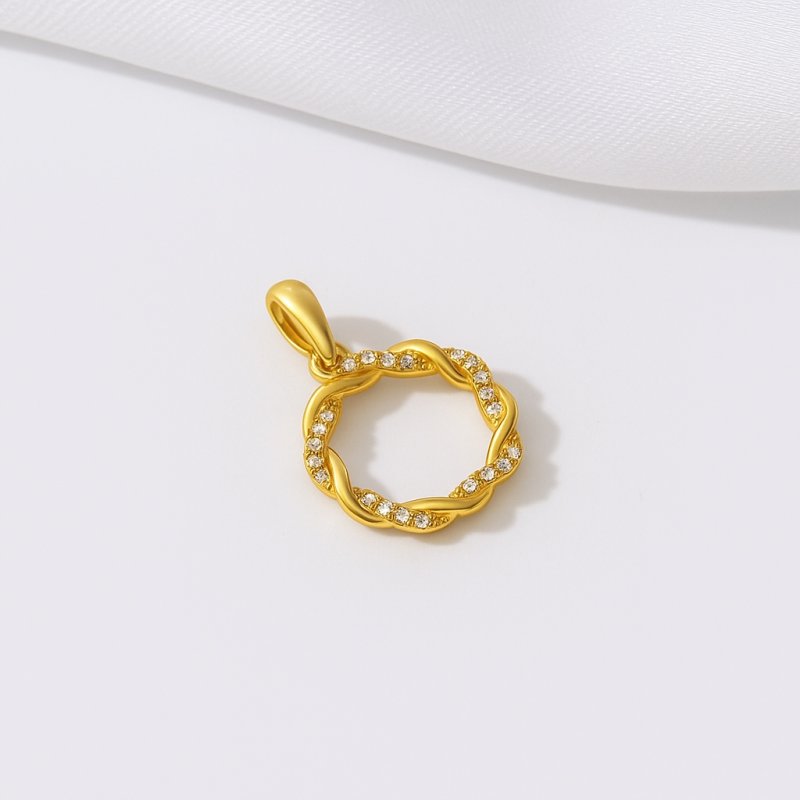 Zawieszka koło splot cyrkonia srebro złocone próba 925