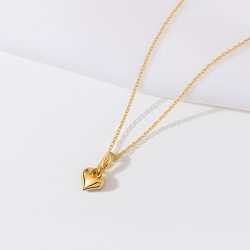 Naszyjnik srebrny serce łańcuszek zawieszka srebro złocone próba 925