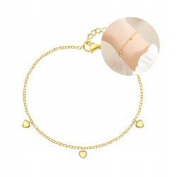 Bransoletka damska celebrytka serca srebro pozłacane próba 925