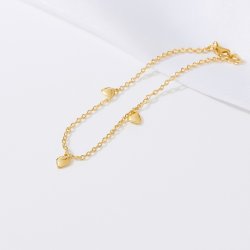 Bransoletka damska celebrytka serca srebro pozłacane próba 925