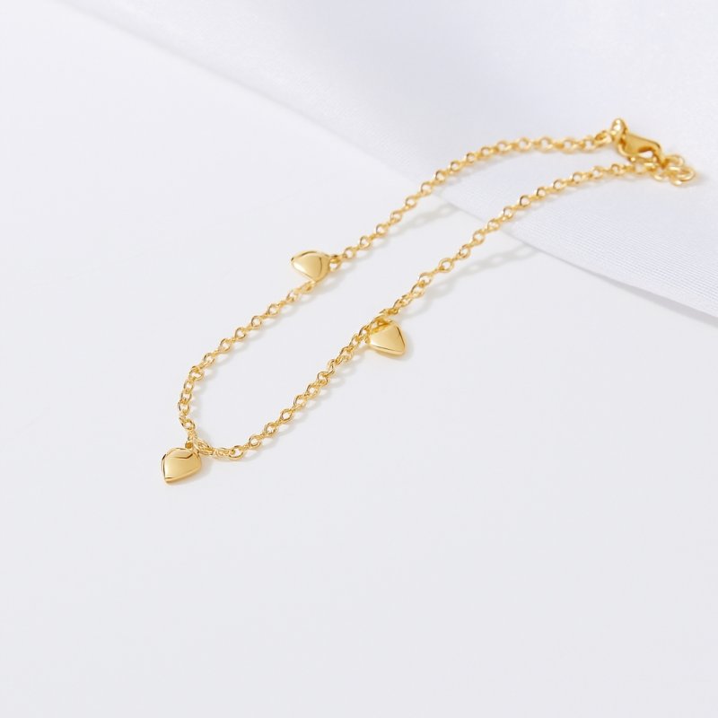 Bransoletka damska celebrytka serca srebro pozłacane próba 925