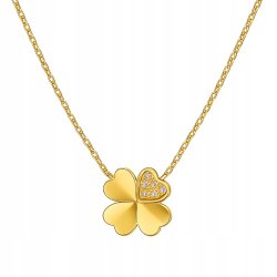 Naszyjnik łańcuszek zawieszka koniczynka cyrkonia srebro pozłacane 925