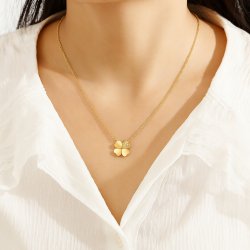 Naszyjnik łańcuszek zawieszka koniczynka cyrkonia srebro pozłacane 925