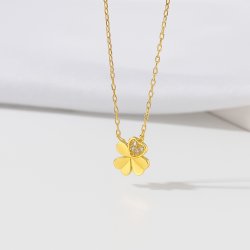 Naszyjnik łańcuszek zawieszka koniczynka cyrkonia srebro pozłacane 925