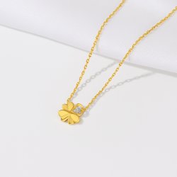 Naszyjnik łańcuszek zawieszka koniczynka cyrkonia srebro pozłacane 925