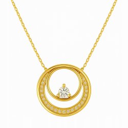 Naszyjnik łańcuszek z zawieszką koła cyrkonia srebro pozłacane próba 925