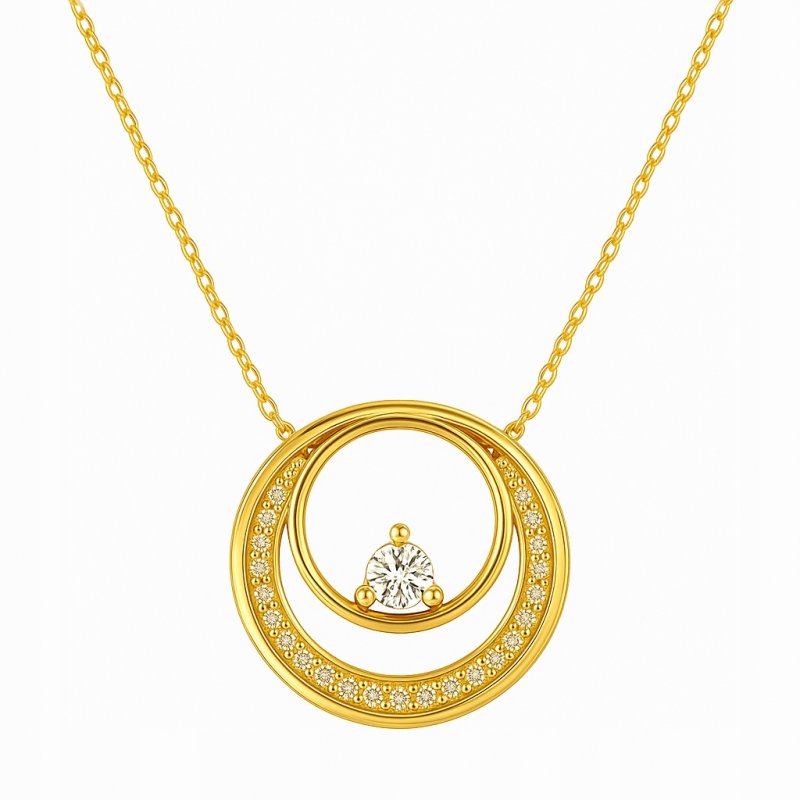 Naszyjnik łańcuszek z zawieszką koła cyrkonia srebro pozłacane próba 925